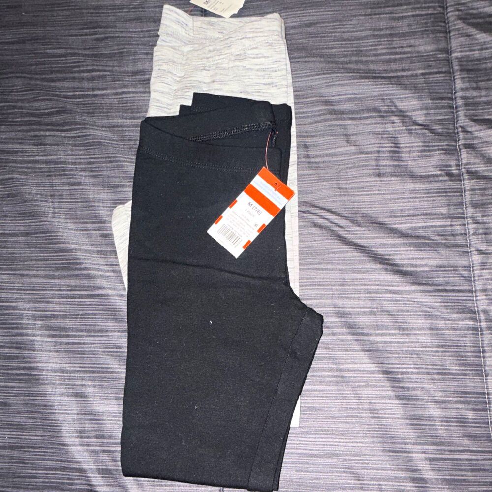 Cat & Jack kids 7 Leggings Solid Black/Gray  NWT 7/8